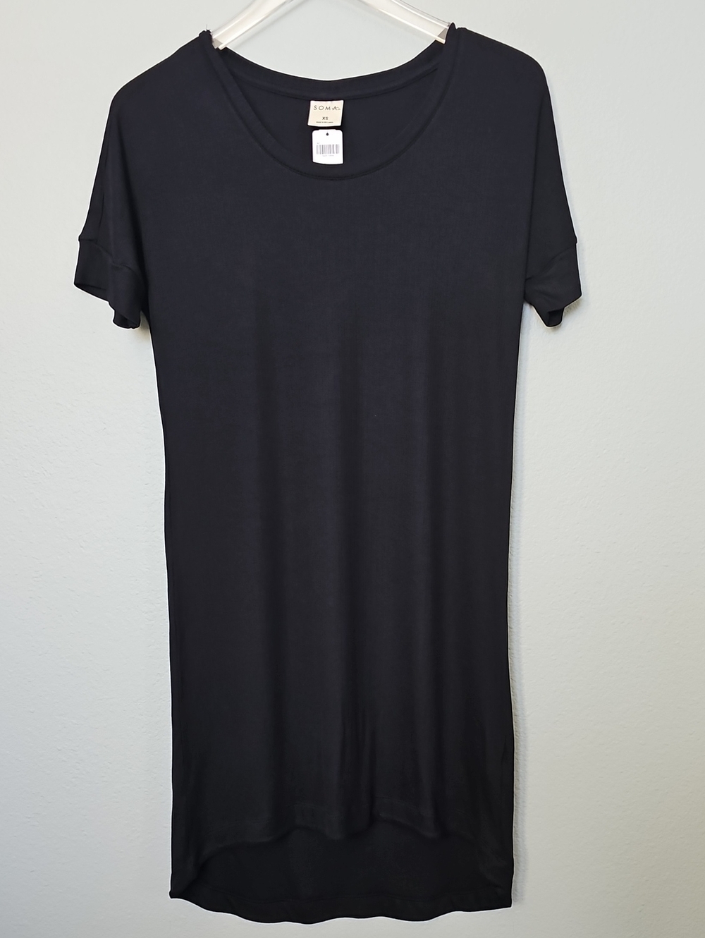 Soma Cold Nights Rib SS Nightshirt Ribbed Black Nightshirt XS NWT